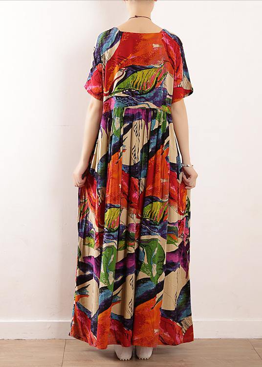 Classy o neck cotton linen clothes Fashion Ideas floral Maxi Dresses summer - SooLinen