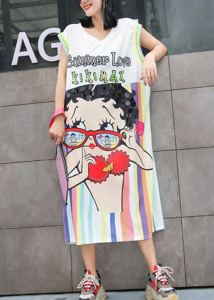 Classy v neck cotton Long Shirts Photography white Plus Size Dress summer - SooLinen