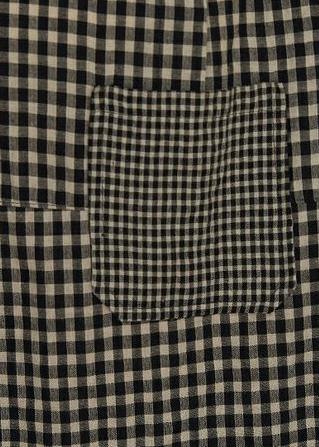 Classy v neck patchwork linen summer clothes For Women Tutorials black plaid Dress - SooLinen