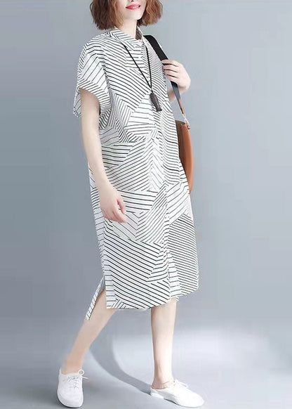 Classy Black Chiffon clothes Women Casual Work stand collar summer Dress