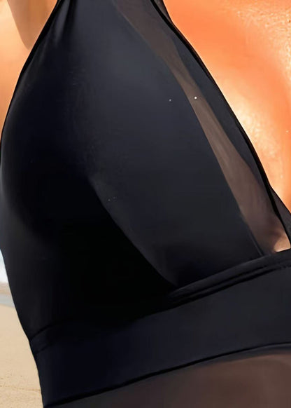 Club Black Patchwork Cut Out Swimwear Sets
