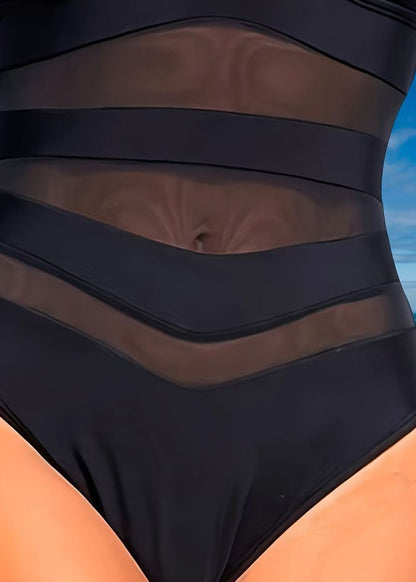 Club Black Patchwork Cut Out Swimwear Sets
