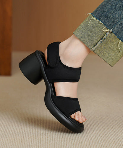 Coffee Buckle Strap Splicing Chunky Sandals Peep Toe