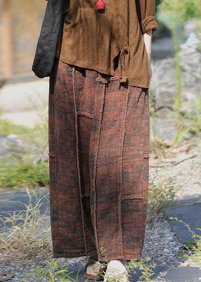 Coffee Pockets Elastic Waist Wide Leg Pants
