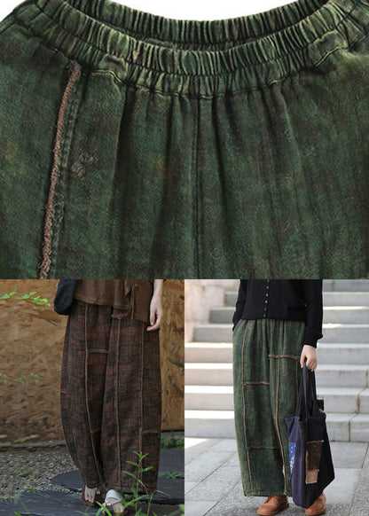 Coffee Pockets Elastic Waist Wide Leg Pants
