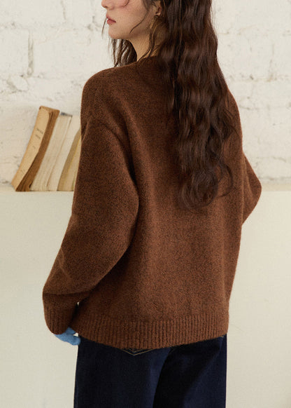 Coffee Puppy Cozy Knit Winter Sweaters O Neck