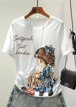 Load image into Gallery viewer, Colorblock Cartoon Print Cotton Top O Neck Short Sleeve