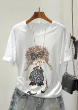Load image into Gallery viewer, Colorblock Cartoon Print Cotton Top O Neck Short Sleeve