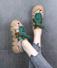 Load image into Gallery viewer, Colorblock Peep Toe Lace Up Splicing Casual Platform Sandals