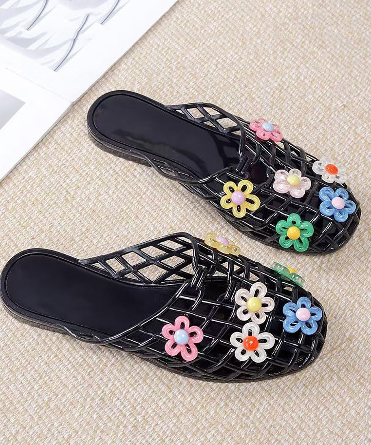 Colourful Flower Fine Hollow Out Flip Flops