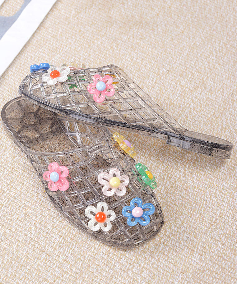 Colourful Flower Fine Hollow Out Flip Flops