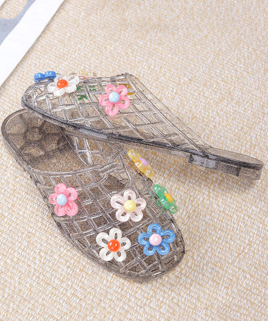 Colourful Flower Fine Hollow Out Flip Flops