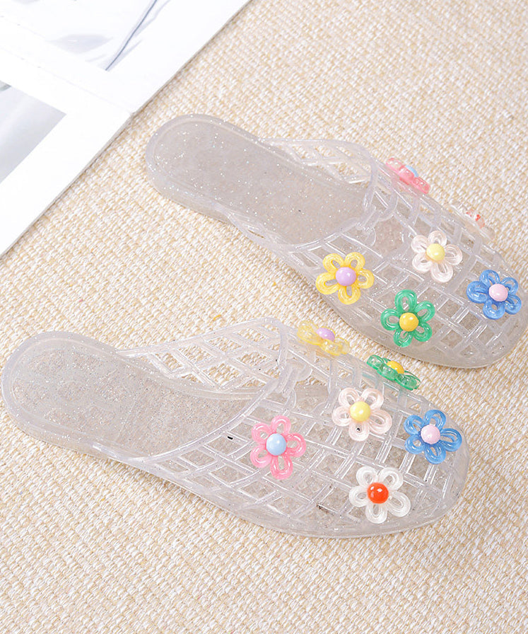 Colourful Flower Fine Hollow Out Flip Flops
