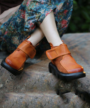 Load image into Gallery viewer, Comfortable Black Cowhide Splicing Buckle Strap Leather Boots