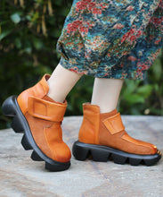 Load image into Gallery viewer, Comfortable Black Cowhide Splicing Buckle Strap Leather Boots