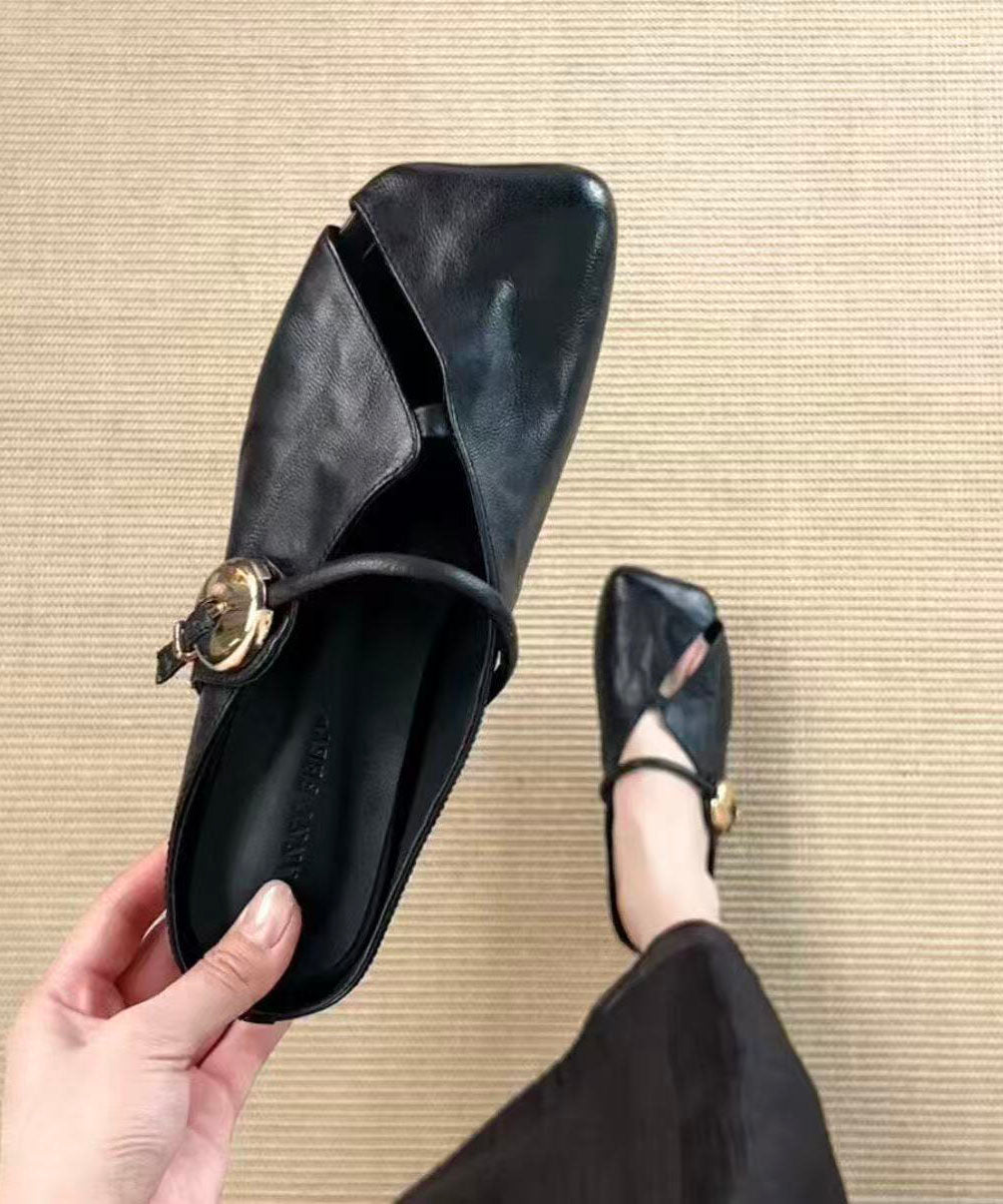 Comfortable Black Hollow Out Thong Sandals