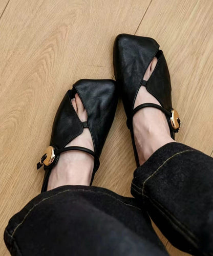 Comfortable Black Hollow Out Thong Sandals