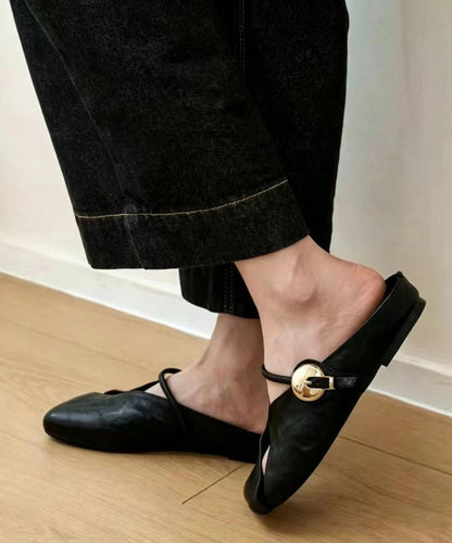 Comfortable Black Hollow Out Thong Sandals