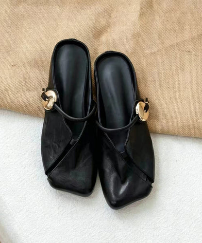 Comfortable Black Hollow Out Thong Sandals
