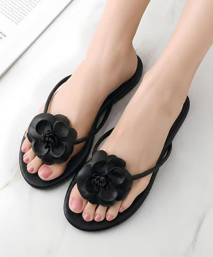 Comfortable Golden Flower Faux Leather Thong Sandals