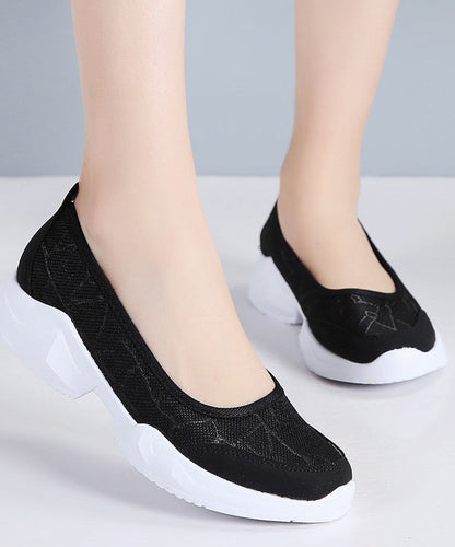 Comfortable Grey Cotton Fabric Flats Splicing Flat Shoes For Women