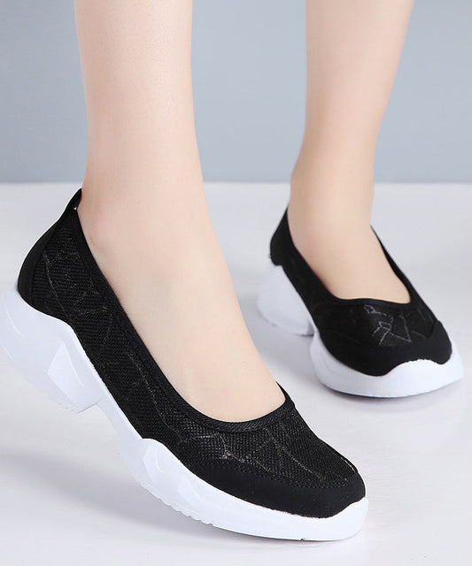 Comfortable Grey Cotton Fabric Flats Splicing Flat Shoes For Women