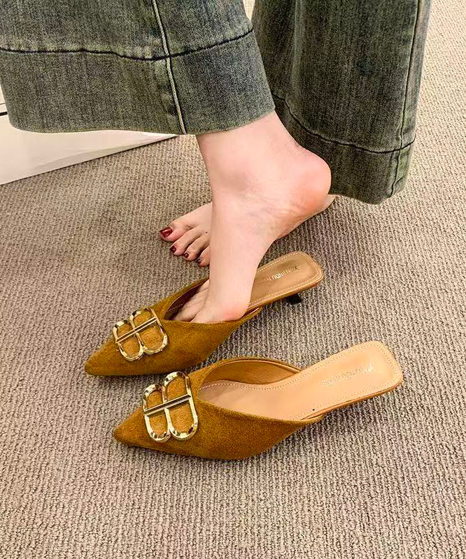 Comfortable Khaki Kitten Thong Sandals