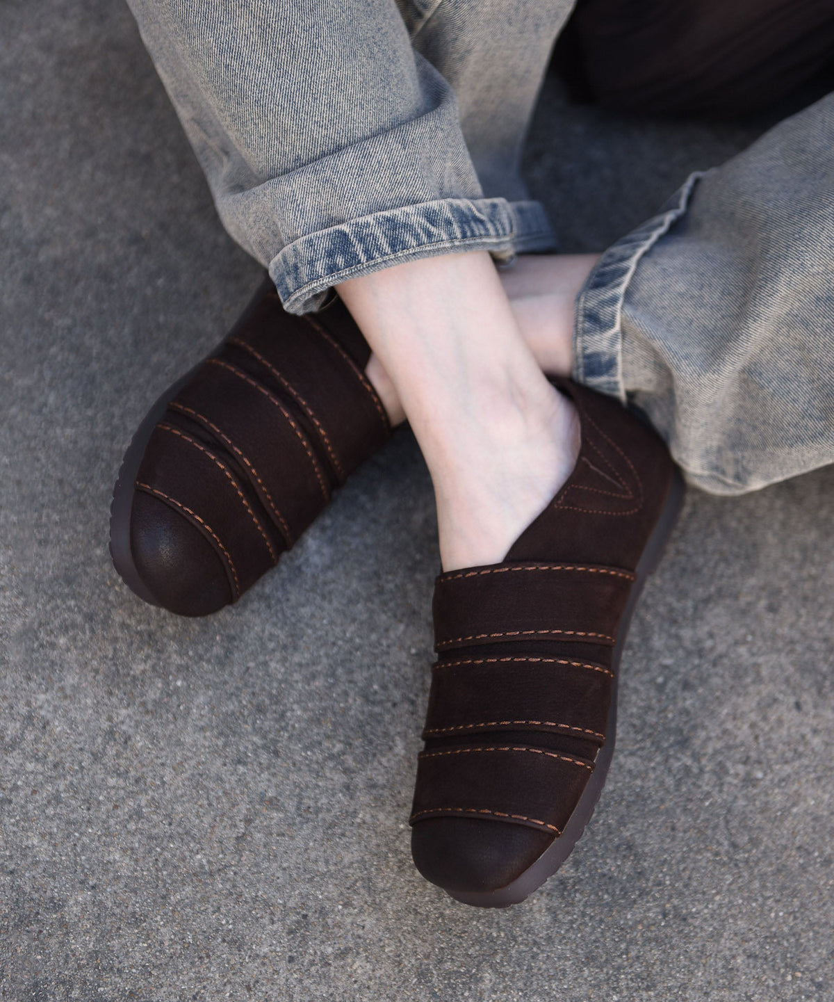 Comfortable Khaki Penny Loafers Women Splicing