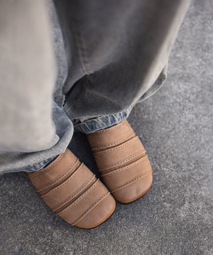 Comfortable Khaki Penny Loafers Women Splicing