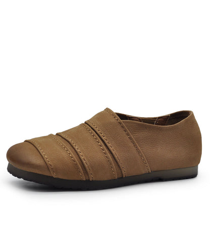 Comfortable Khaki Penny Loafers Women Splicing