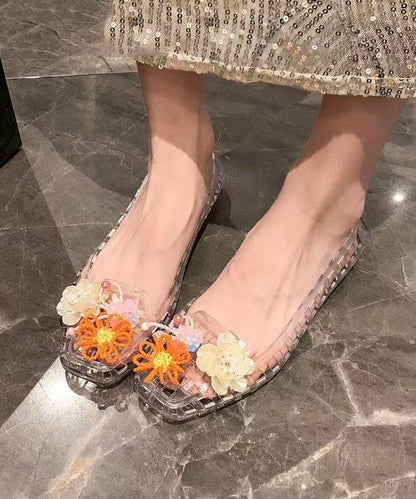 Comfortable Sheer Sandals Colorful Flower Hollow Out Sandals