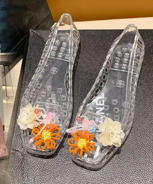 Comfortable Sheer Sandals Colorful Flower Hollow Out Sandals