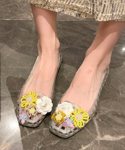 Comfortable Sheer Sandals Colorful Flower Hollow Out Sandals