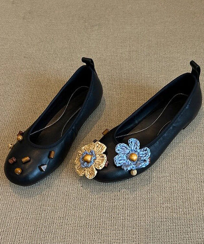 Comfortable Silvery Flat Shoes Asymmetrical Design Flower Flat Shoes For Women