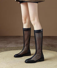 Load image into Gallery viewer, Comfy Black Hollow Out Breathable Splicing Chunky Boots