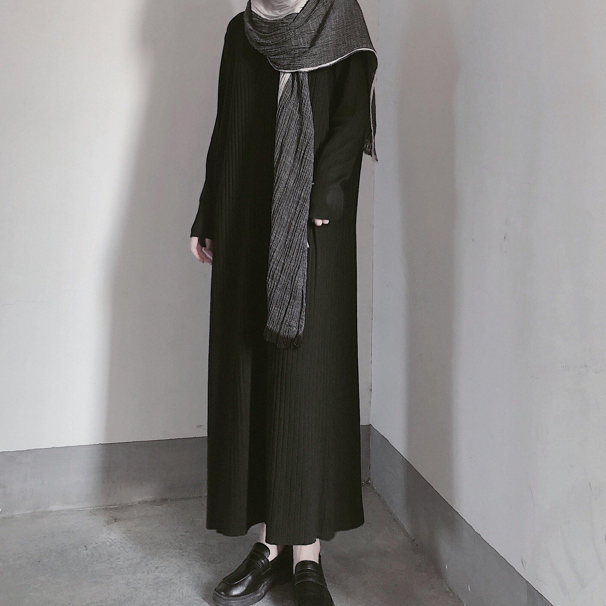 Comfy O Neck Long Sleeve Sweater Dress Street Style Black Mujer Knit Dress - SooLinen