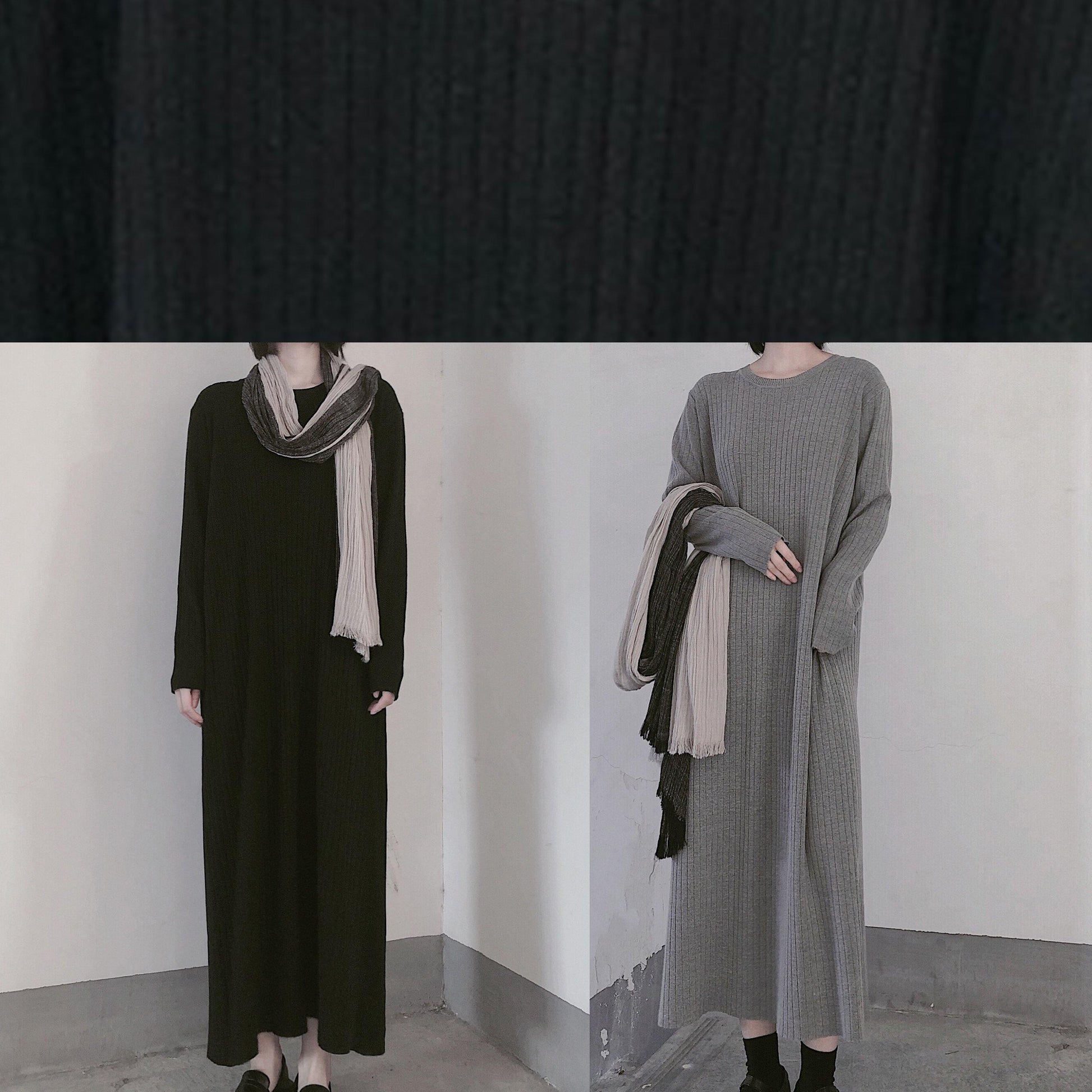 Comfy O Neck Long Sleeve Sweater Dress Street Style Black Mujer Knit Dress - SooLinen