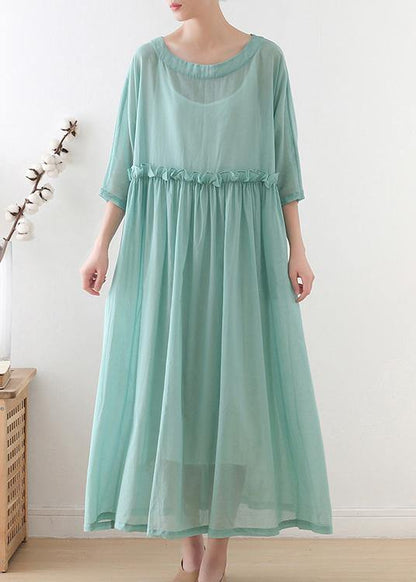 Comfy Royal Blue Half Sleeve Chiffon Loose Summer Ankle Dress - SooLinen