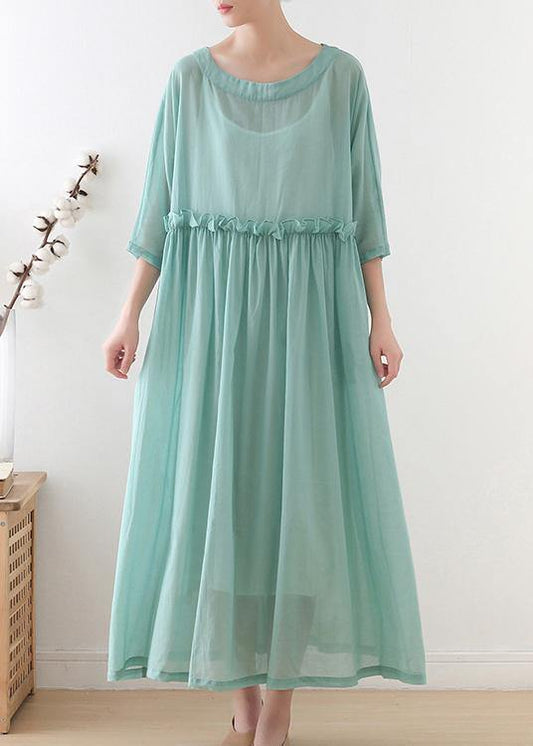 Comfy Royal Blue Half Sleeve Chiffon Loose Summer Ankle Dress - SooLinen
