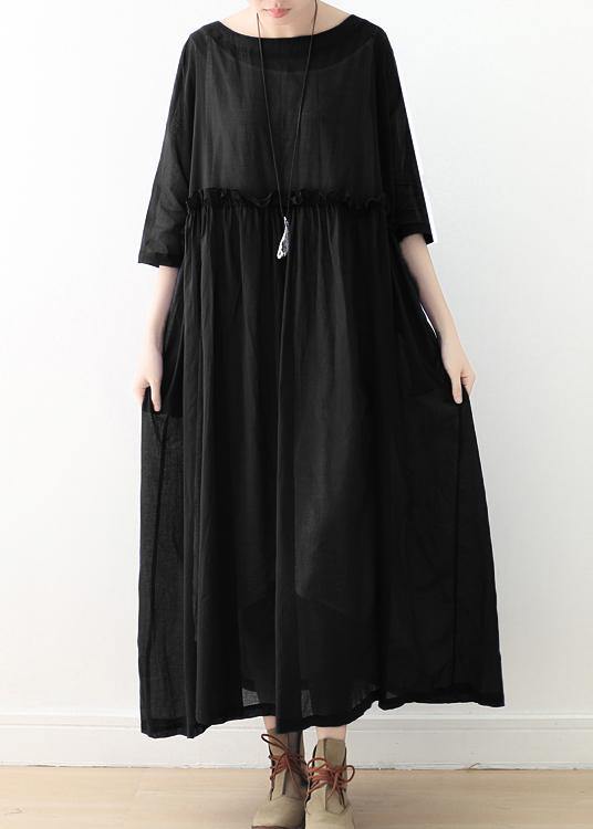 Comfy Royal Blue Half Sleeve Chiffon Loose Summer Ankle Dress - SooLinen