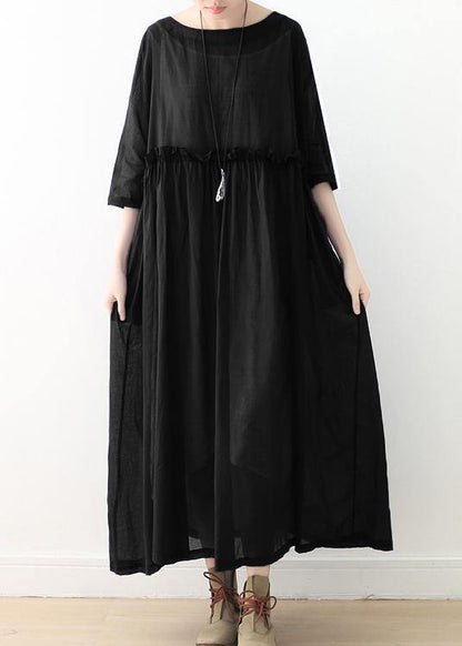 Comfy Royal Blue Half Sleeve Chiffon Loose Summer Ankle Dress - SooLinen