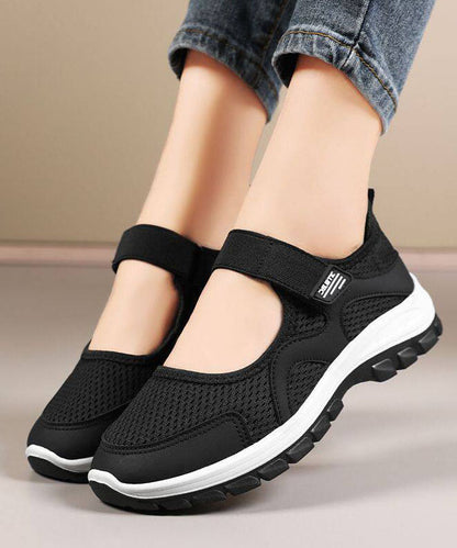 Comfy Splicing Flat Shoes For Women Black Breathable Mesh