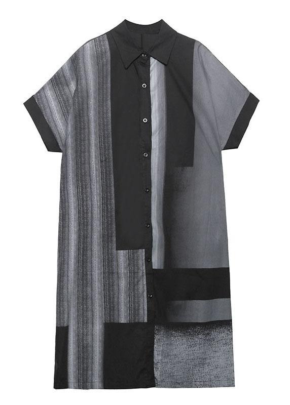 Comfy WhiteLoose Peter Pan Collar Summer Short Sleeve Cotton Mid Dress - SooLinen