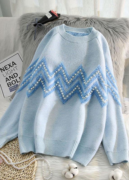 Comfy beige knitted t shirt o neck Loose fitting knitwear - SooLinen