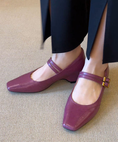 Cowhide Leather Flat Feet Shoes Buckle Strap Flat Shoes