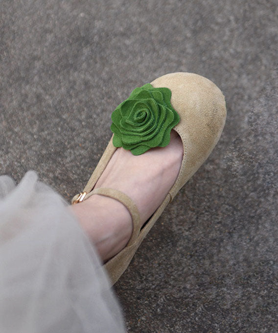 Cowhide Leather Flat Shoes For Women Buckle Strap Flat Shoes
