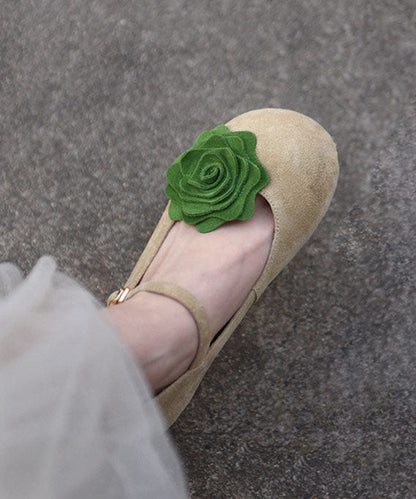 Cowhide Leather Flat Shoes For Women Buckle Strap Flat Shoes