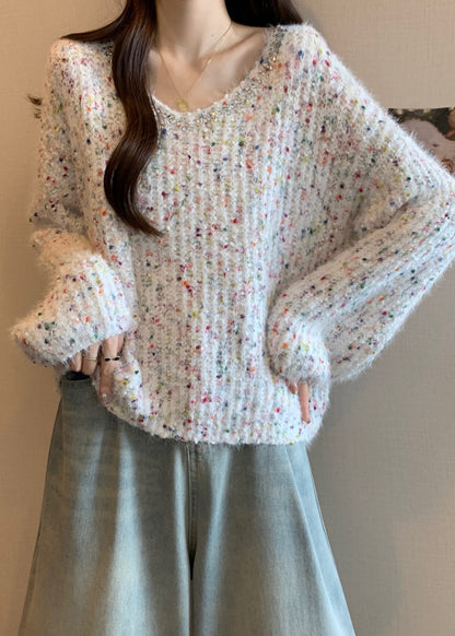 Cozy White Warm Knit Sweater Oversized Fall