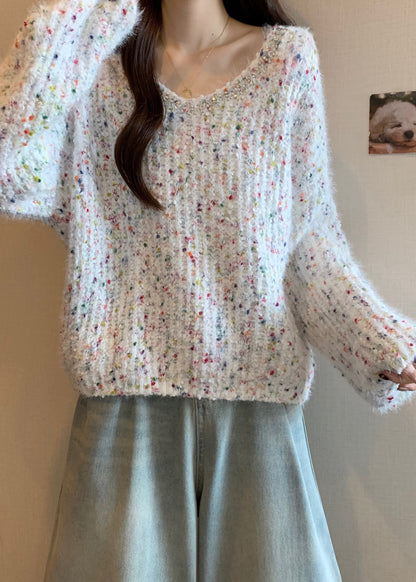Cozy White Warm Knit Sweater Oversized Fall