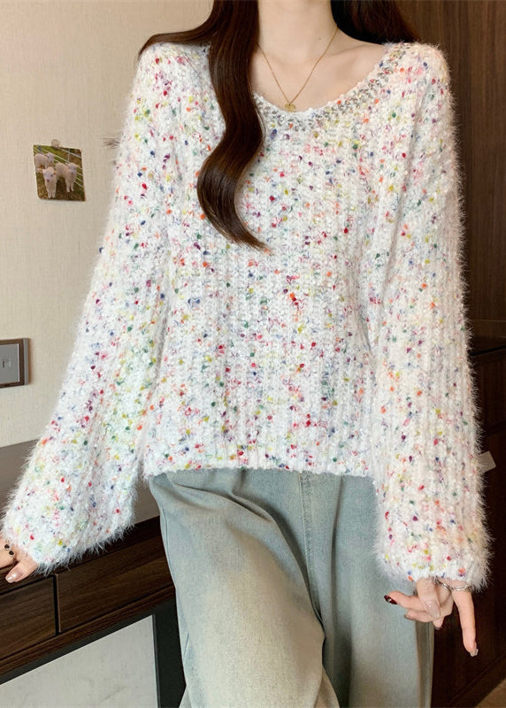 Cozy White Warm Knit Sweater Oversized Fall